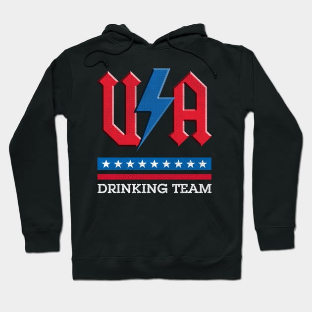 USA rock n roll thunder lightning style Drinking team Hoodie by opippi